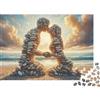 6N2X9A4S Scultura Coppia di Pietra Puzzle 1000 Pezzi Carta per Adulti Tramonto Romantico in Spiaggia Famiglia Relax Decorazione Casa 38x26cm/1000pcs