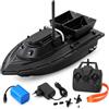 SHZICMY Barchino Carpfishing Radiocomandato 300 m, 2 Vasche, Batteria 5200 mAh | 2 Vasche Esche Indipendenti, Autonomia 90 min, LED e Telecomando 2,4 GHz per Carpfishing in Laghi e Bacini