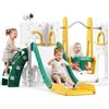 Nexvolior Scivolo Bambini 7 in 1 Con Altalena 1-6 Anni, Parco Giochi Interni Esterni | Scala Chiusa Antiscivolo con Ringhiere, Canestro da Basket, Telescopio, Portaoggetti, Base Riempibile, Casina Castello