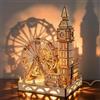 Foyucool Puzzle Legno 3D Big Ben e Ruota Panoramica con Luci LED | 337 Pezzi Modellino Londra Adulti - Architettura Illuminata Arredamento Scrivania - Regalo