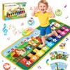 Gralal Tappeto Piano con 9 Tasti e 8 Suoni di Animali, Giochi Bambini 1 2 Anni | 8 Carte, 4 Modalità, Registrazione, Volume, Luci, Giochi Regalo Gioco Bambino Bambina 1 2 Anni, Giocattoli Interattivi Natale