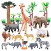 kukifun Giocattolo Safari, 20 personaggi realistici di animali con libretto | Animali della giungla africani con elefante, leone, zebra, giraffa, per diorami educativi, regalo per bambini dai 3 anni in