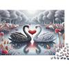 6N2X9A4S Cigno Nero e Bianco Lago Romantico Puzzle 1000 Pezzi Carta per Adulti Relax Decorazione Regalo Famiglia Attenzione 70x50cm/1000pcs