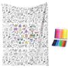 Generico Coperta da Colorare 100x140 cm Morbida Decorazione con 24 Pennarelli | Coperta Colorabile Lavabile Fai da Te per Bambini, Studenti, Amanti del DIY, Appassionati di Artigianato, Camera e Divano