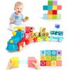 hahaland Treno Giocattolo per Bambini 1 2 Anni, Cubi Magnetici | Costruzioni Magnetiche con Numeri e Animali, Giochi Montessori Educativi Bambini 1 anno, Regalo Bimbo Bimba 2 Anni