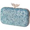 CORIOS Borsetta da Sera con Perle Donna Paillettes Clutch Pochette Piccolo con Catena Lusso Strass a Spalla Scintillante Sposa Elegante per Cocktail Festa Party Tracolla Blu