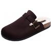 JOMIX Sabot Donna Invernali Zoccoli Scamosciati con Fodera Peluche e Fibbia | Scarpe Basse Casual da Esterno e Casa, Suola Antiscivolo in PVC Effetto Sughero, Zoccoli Comodi Autunno Inverno