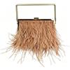 MOISTRI Pochette Rigida Donna con Piume di Struzzo, Borsa da Sera con Manico Superiore per Matrimonio, Feste, Cocktail e Serate Eleganti