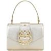 Braccialini Baroque Borsa a mano piccola in pelle con stampa leopardata, dalla silhouette compatta e pulita, impreziosita da un'elegante chiusura gioiello: un torchon dorato con cristalli e doppi