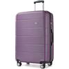 KONO Valigia Grande 28 Pollici Rigida PC Trolley 4 Ruote 360° Viola | Valigia PC grande 92L, formato viaggio lungo con guscio rigido, ruote 360° e interno spazioso organizzato