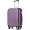KONO Valigia Cabina Rigida 20 Pollici PC Trolley Leggero 4 Ruote 360° Viola | Valigia PC rigida 36L, formato cabina, leggera con ruote 360° e scomparti interni per viaggi organizzati