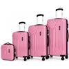 A.M.C. Set 4 Valigie da Viaggio Rigide in ABS con Beauty Case - Set 3 Trolley 4 Ruote Doppie, Valigia Piccola Media Grande, Organizzazione Interna, Chiusura Rinforzata - Set 4 Bagagli