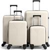 LEADZM Valigie Set 4 Pezzi, Set Valigie Rigide in PP (Avorio) | 4x più resistente, Resiste fino a -35°C, Superficie anti-graffio, Luggage Suitcase Grande 23 kg