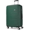 KONO Valigia Grande 28 Pollici PC Rigida Trolley 4 Ruote 360° Leggero Verde | Trolley grande PC da 92L con guscio rigido, ruote 360° e spazio extra per vacanze, famiglia e viaggi lunghi