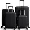 LEADZM Valigie Set 4 Pezzi, Set Valigie Rigide in PP (Nero) | 4x più resistente, Resiste fino a -35°C, Superficie anti-graffio, Luggage Suitcase Grande 23 kg