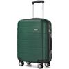 KONO Valigia Cabina Rigida 20 Pollici PC Trolley Leggero 4 Ruote 360° Verde | Valigia cabina PC da 36L, guscio rigido leggero, 4 ruote 360° e spazio organizzato per vacanze e viaggi brevi