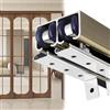 Aeovot Binario per Porta Scorrevole Doppia, Kit Ferramenta per Porta a Due Ante/Bypass/Armadio/Fienile con Ruote, Binario per Ante Scorrevoli in Lega di Alluminio, Silenzioso e Fluido(Bianca,1.4m/4.6ft)