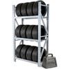Relaxdays Scaffale per 12 pneumatici, HxLxP: 180 x 120 x 50 cm, argento | 600 kg, acciaio, sistema a incastro, scaffale con ruote per officina