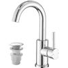 ZYNUHMO Rubinetto da bagno alto con scarico, girevole a 360°, miscelatore monocomando, in acciaio inox, cromato