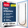 GAUDER Porta antipolvere con zip, telo protezione (110 x 220 cm - 1 pezzo) | Pellicola trasparente 100 µm con chiusura lampo, barriera antipolvere riutilizzabile, blocco sporco per ristrutturazione
