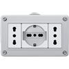 gloca Custodia 4 Posti IP40 Esterna da Parete, Contenitore Autoportante Monoblocco per Serie Civili (Versioni Multi-Variante) (Con 1 Presa Schuko 16A + 2Prese Bipasso 16A)