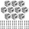 OCCOUMR 10 profili angolari in alluminio, 20 x 20 mm, connettori a cubo a 3 vie | con viti e dadi, argento, per profilo di estrusione in alluminio 2020, supporto angolare 3D