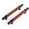 Brute Strength Maniglie acciaio e pelle Nero/marrone 192/128 mm · 8 pezzi | Maniglie per cassetti e armadi in acciaio e pelle pieno fiore; per cucina, bagno, cassettiera e mobili