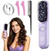 KUWUNG Spazzola Lisciante per Capelli, Spazzola Lisciante Senza Fili, Spazzola Capelli Ricaricabile Elettrica Portatile per Capelli Corti con 3 Livelli di Calore e Display LED