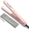 SAOSA Mini piastra per capelli corti e frangia, piastre in ceramica da 1,8 cm, piastra da viaggio 2-in-1 per lisciare e arricciare, doppio voltaggio 100-240 V, riscaldamento a 210 °C, rosa