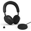 Jabra Evolve3 75, MS, Link390c, Black, WLC chrg Nero Adattatore USB-C + Supporto