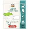 Double Dragon 100-Pack Premium Removable Freezer Stickers-6x3cm | Waterproof Labels for Food Containers, Baby Pots etc | Strong Adhesive, Easy to Write Surface | Peel Off Clean with No Sticky Residue