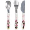 Lulabi Disney Minnie Baby - Set 3 Posate per Bambini in Acciaio Inox e Plastica, Cucchiaino, Forchettina e Coltello, Lavabili in Lavastoviglie, 4+ Anni