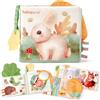 hahaland Libro di Stoffa Neonati 0-6 Mesi, Morbidi Animali Interattivo | Libro Tattile con Peluche Animali e Specchio, Giochi Sensoriali, Tummy Time Neonato, Gioco Passeggino 0 3 6 9 mesi
