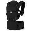 Deryan Marsupio Deryan Pack 4 in 1, ergonomico, convertibile, 100% cotone, per bambini da 0 a 3 anni, da 3 a 15 kg, posizione ergonomica a M, schiena a X, fibbia a scatto, nero