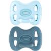 J BIMBI Pack 2 Succhietti Joy Ortodontici Mesi in Silicone Medicale - Ciucci Tutti Morbidi con Tettarella Simmetrica - Trasparente/Azzurro (16+ mesi)