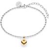 Tamaris Bracciale da donna in acciaio inox con piccolo cuore | Impermeabile, delicato sulla pelle, 21 cm, ciondolo rimovibile