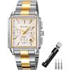 SKMEI Orologio quadrato da uomo, in acciaio inox, alla moda, cronografo, impermeabile, di lusso, analogico, semplice, regalo per padri, papà, oro, nero