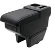 KAERGK Bracciolo Auto Compatibile con Seat Ibiza 6j 6l | Vano Portaoggetti a Doppio Strato, 4 Porte USB + 2 Porte USB-C, con Portabicchieri, Facile da Montare, Linea Nera
