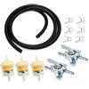 TKSE Kit tubo della benzina per moto, con filtro della benzina e valvola | Set di filtri carburante in linea con tubo da 1 m, 3 filtri benzina, 2 valvole e 6 fascette stringitubo, per auto, moto