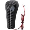 Mixabloem Pomello del cambio a LED a 5/6 velocità, compatibile con BMW E46 E90 E91 E92 X1 X3, copertura per trasmissione manuale in pelle PU argento nero stile fibra di carbonio (6 marce stile fibra di carbonio