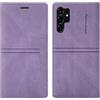 OKZone Cover per Samsung Galaxy S23 Ultra, Cover a Libro Samsung S23 Ultra, Custodia in Pelle Samsung S23 Ultra Magnetica [Portafoglio] Custodia Silicone TPU,Funzione Supporto Slot Schede (Viola)