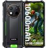 OUKITEL G1S Rugged Smartphone Android 15, 10600mAh 16(4+12) GB RAM + 128GB ROM, Display 6,52 HD Octa-core Telefono Indistruttiblie, Fotocamera 13MP + 5MP, NFC/OTG/Dual SIM 4G, Verde