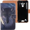 Lankashi Custodia Portafoglio in PU Pelle Caso Guscio Protettiva Cover con Porta Carte Skin Case TPU Silicone Shell per OUKITEL WP5 (2020) / WP5 PRO 5.5 (Wolf Design)
