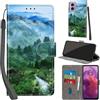 PHINIENLAND Cover per Motorola Moto G24 / E14 custodia portafoglio Foresta | 3 scomparti carte, 1 tasca banconote, Chiusura magnetica, Supporto, Pelle PU flip cover per Moto G04 / G04s