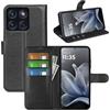 JIUNINE Cover a Libro in Pelle per Motorola Moto Edge 70 Max 5G, Nero | Custodia Portafoglio Antiurto in Pelle Sintetica a Grana Litchi, Portacarte, Chiusura Magnetica, Supporto Regolabile