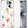 Choeeu ChoosEU Trasparente Cover per iPhone 17 con Fiori, Gatto | Sottile TPU Silicone Trasparente Custodia, Disegni Colorate Fiore Fiori Motivo, per Ragazza, Antiurto Protettiva Morbido Case