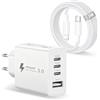 CHLANT Caricatore USB C, 50W 4-Porto (3USB-C + 1USB-A) con Cavo USB C Lightning 2M | Alimentatore USB C Caricabatterie Multipla PD & QC3.0 Spina Muro Ricarica Rapida per iPhone 14 13 12 11 Pro, iPad, S-amsung
