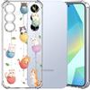 Choeeu ChoosEU Trasparente Cover per Samsung Galaxy S25 con Fiori, Gatto | Sottile TPU Silicone Trasparente Custodia, Disegni Colorate Fiore Fiori Motivo, per Ragazza, Antiurto Protettiva Morbido Case