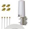 ACONRFTOL 4×4 MIMO all'aperto Omni-Direzionale 5G 4G LTE Antenna 600-6000MHz con 4 x 3M SMA Maschio RG58 Cavi & 4 SMAto TS9 Adattatori Antenna a parete per router cellulare, modem, hotspot