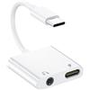 Poutek Adattatore 2-in-1 USB-C a Jack 3,5 mm con Ricarica Rapida PD 60W | Adattatore AUX USB C Jack 3.5mm Compatibile con iPhone 18/17/16, Sam sung S26/S25/S24/S23,i-Pad Pro/Air,Huawei e Google Pixel